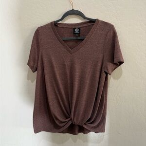 Bobeau Brown V-Neck Top